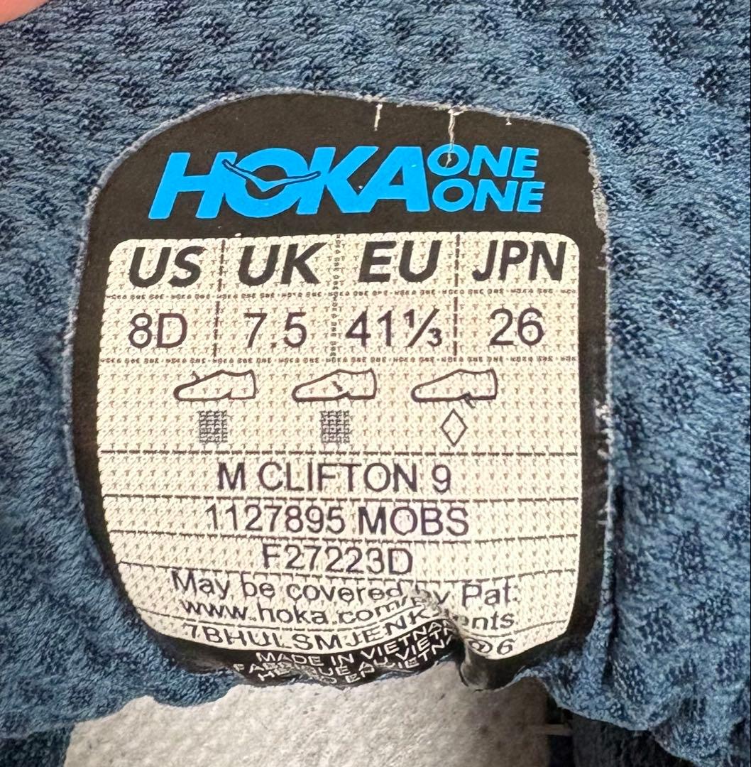 【中古美品】HOKA クリフトン9 ランニングシューズ 26.0cm