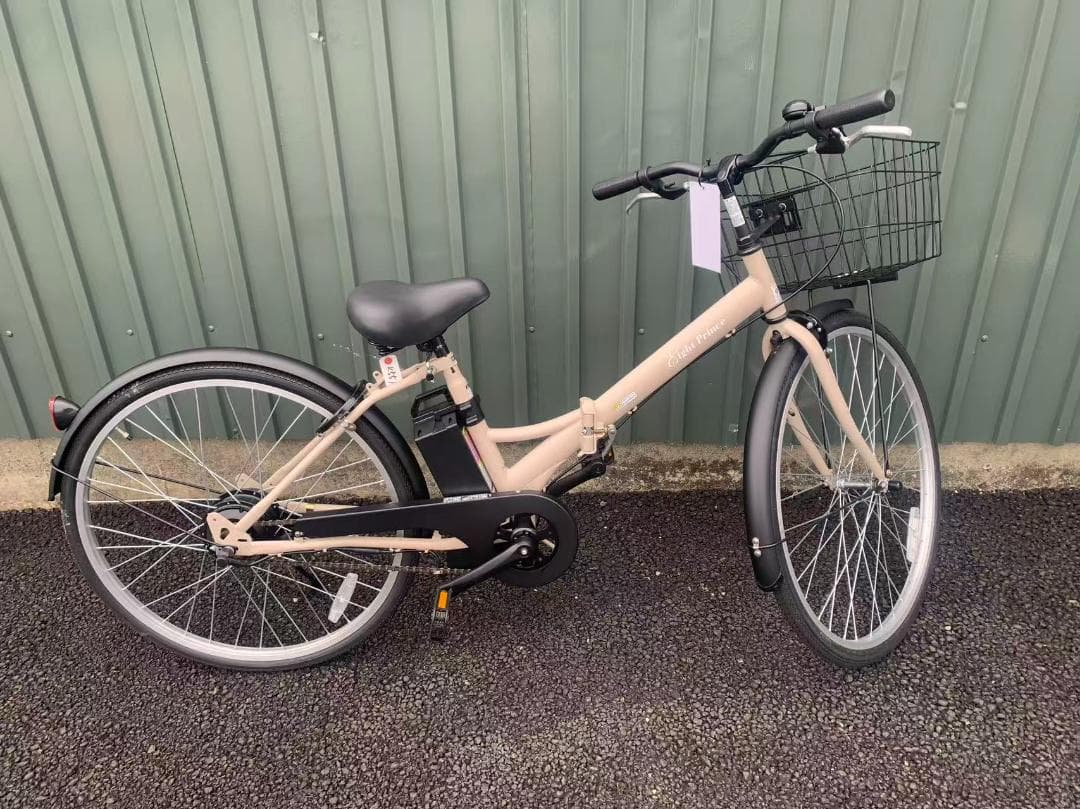 防犯登録無料！折りたたみ26インチ　電動アシスト自転車 通勤通学モデル　ベージュ