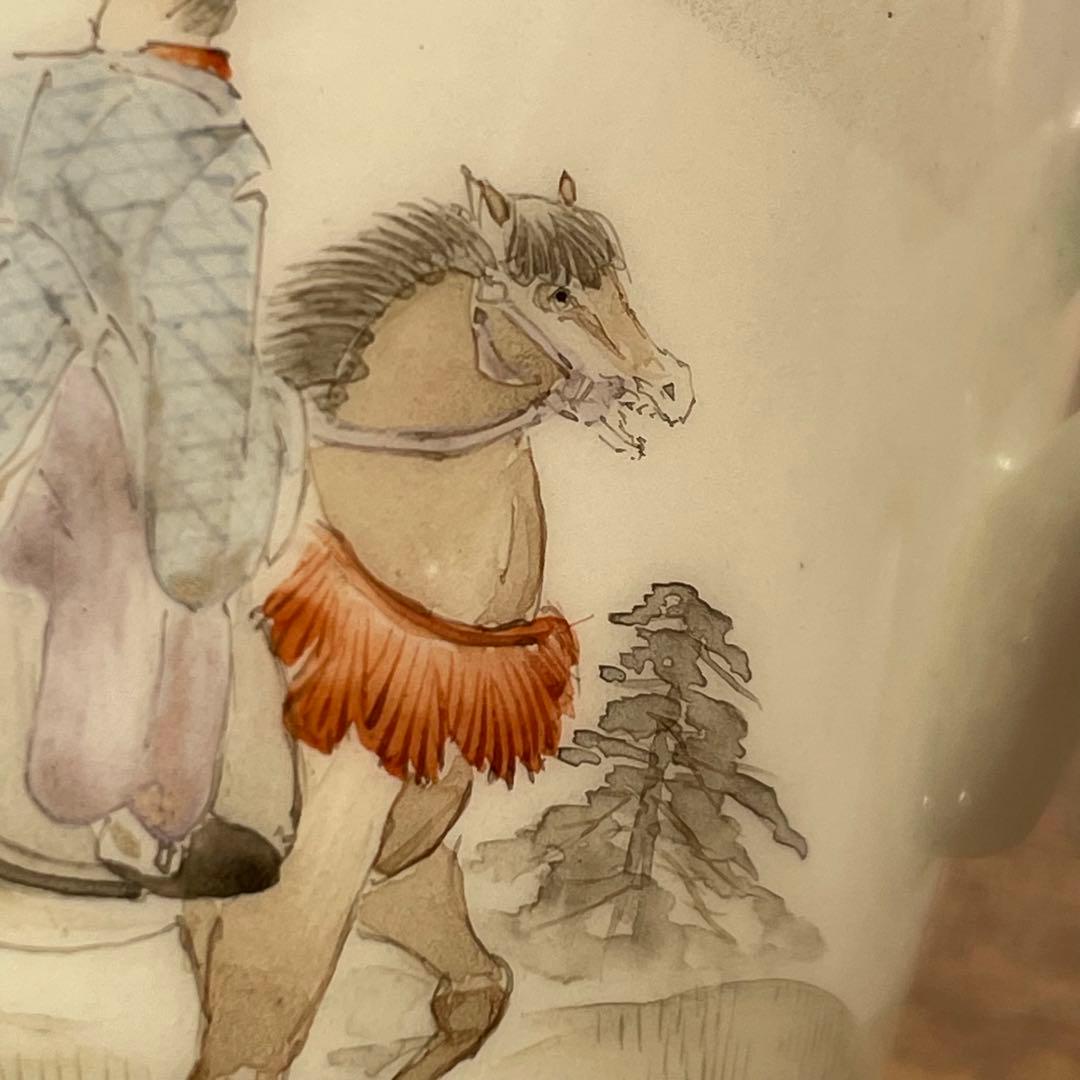 横浜焼 井村製 明治 輸出手 アンティーク カップ＆ソーサー1客  業平東下り図