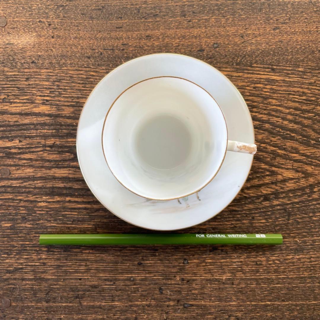 横浜焼 井村製 明治 輸出手 アンティーク カップ＆ソーサー1客  業平東下り図