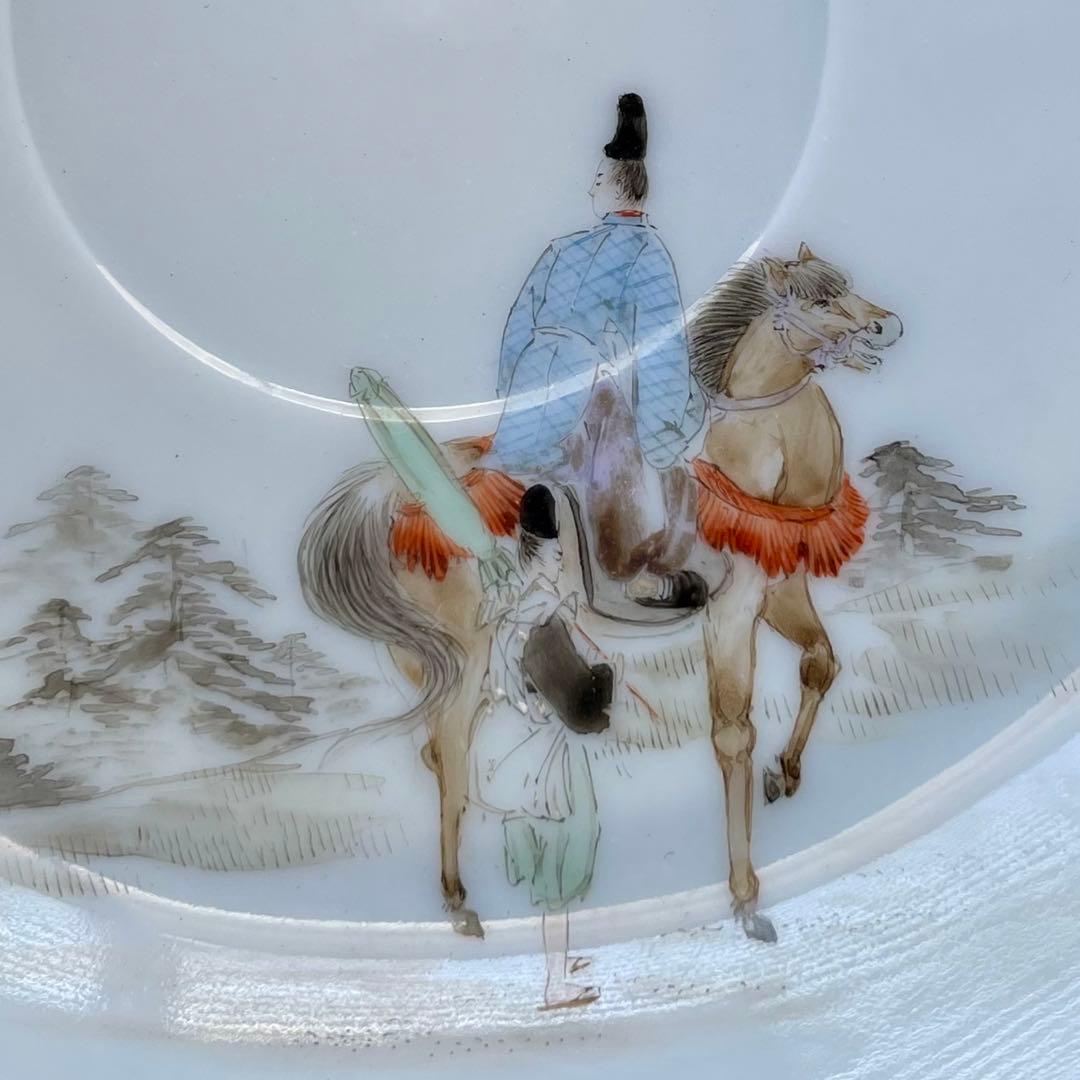 横浜焼 井村製 明治 輸出手 アンティーク カップ＆ソーサー1客  業平東下り図