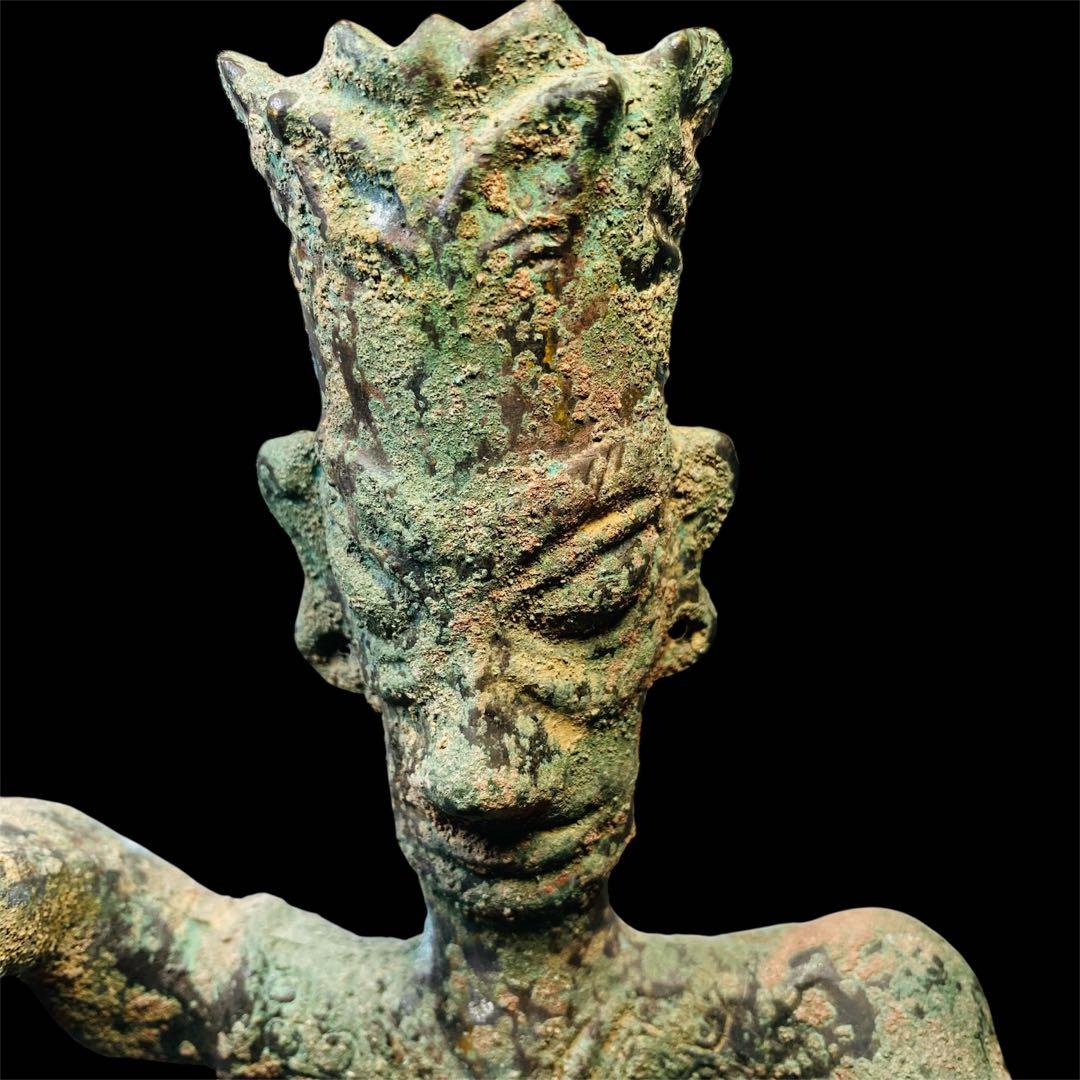 中国古玩 三星堆 青銅人物像 銅製 銅器 骨董品 時代品 美術品