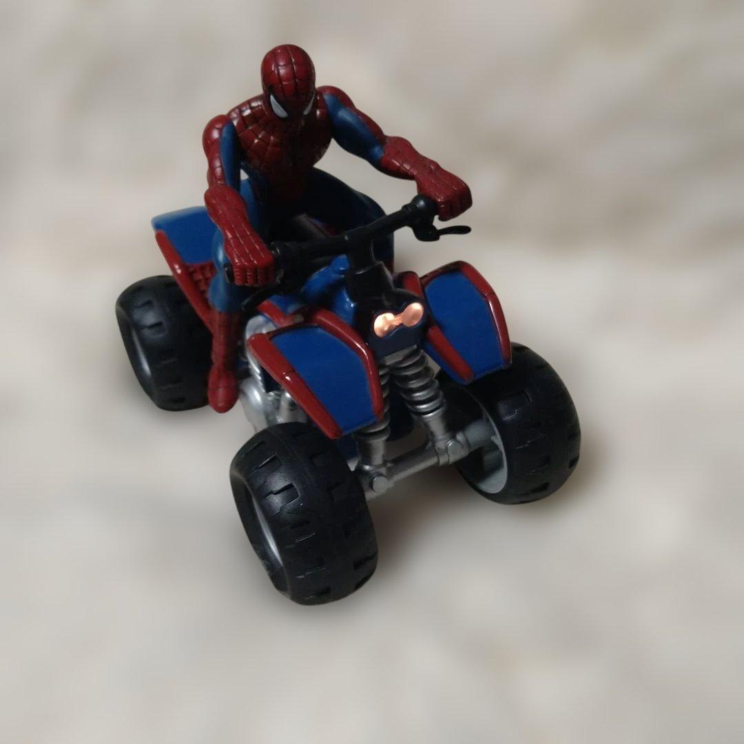 ✰レア、スパイダーマン ATV フィギュア電池式走行、前のライト点灯します。