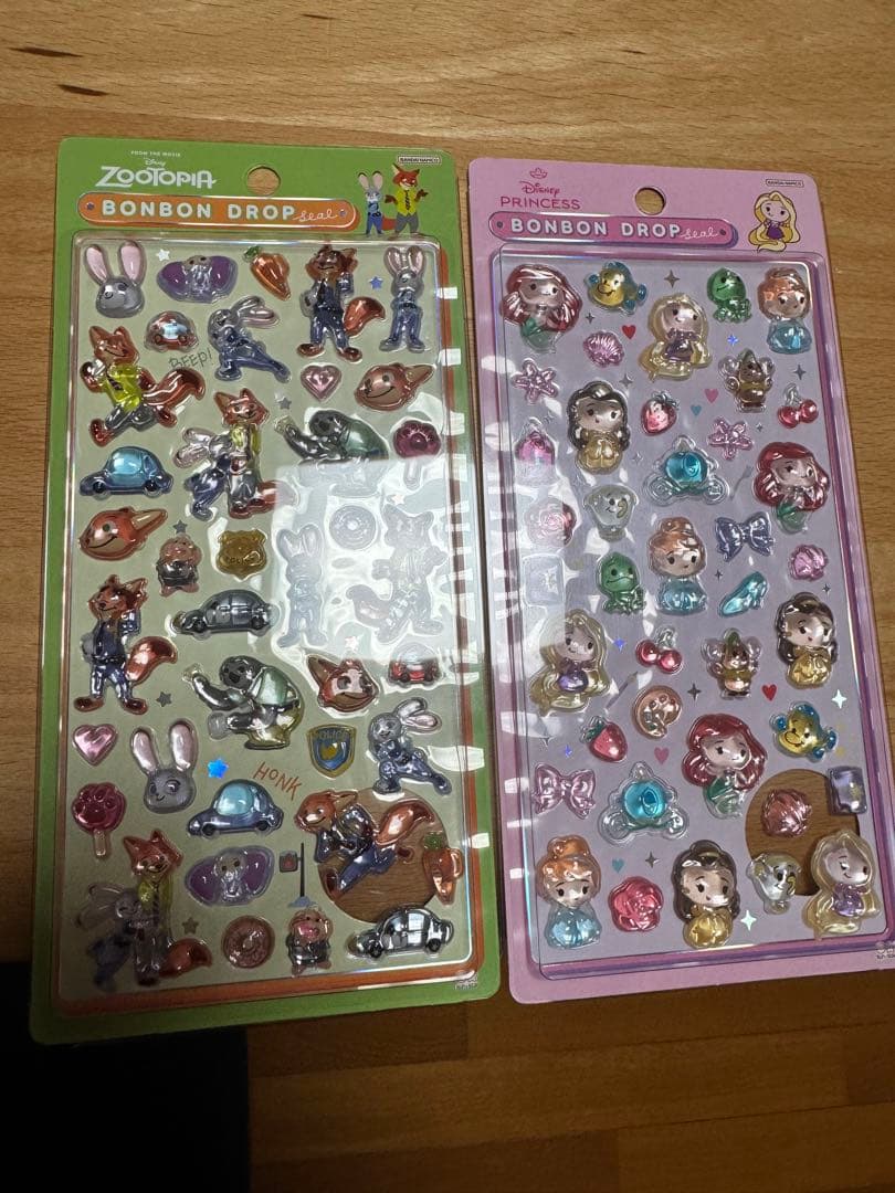 正規品ズートピア・ディズニープリンセス ボンボンドロップシール 2枚セット