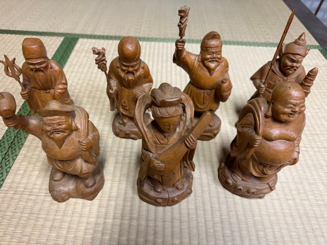 【御利益・開運】木彫り 七福神像 7体セット