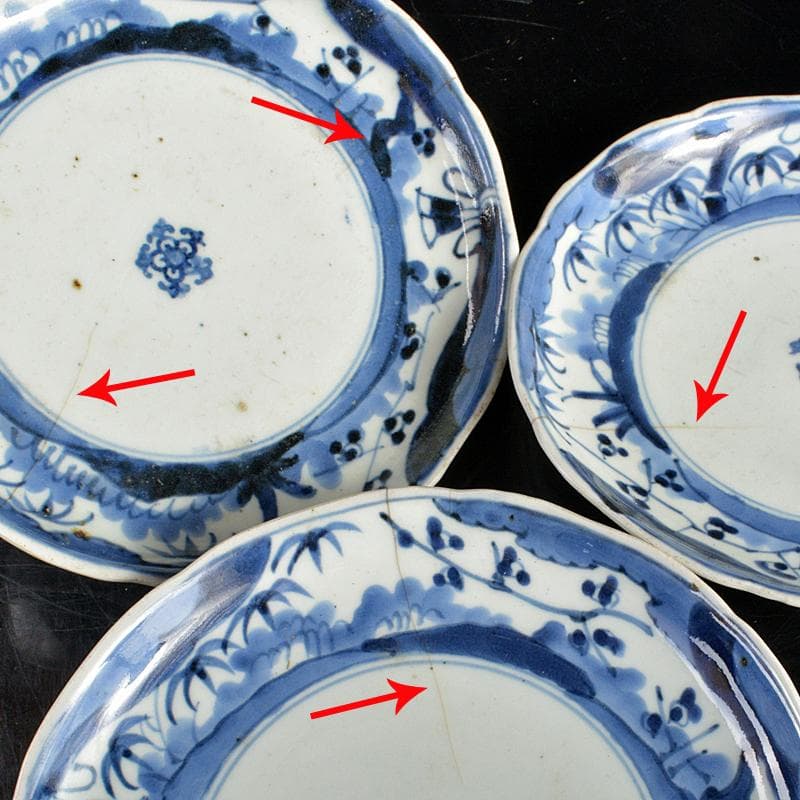 伊万里焼　古伊万里　染付　松竹梅文　皿　八客　V　R5169