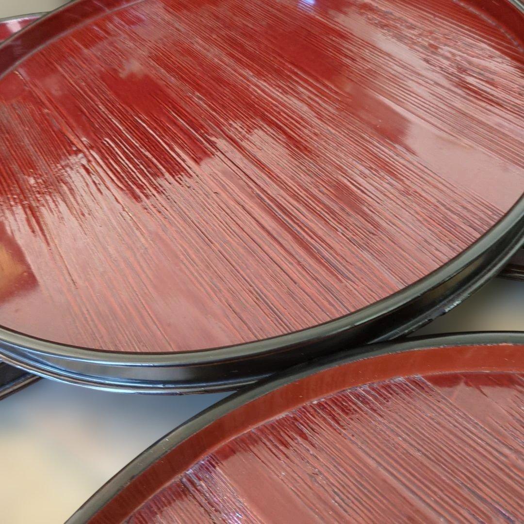 骨董　盆　お盆　丸盆　漆器　漆　お膳　お盆　5枚　木製　トレイ