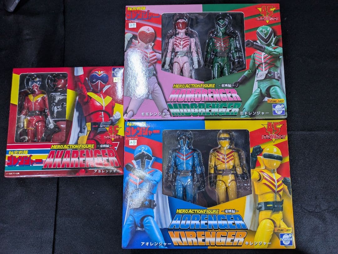 HERO ACTION FIGURE　ゴレンジャー　アカ　アオ＆キ　モモ＆ミド