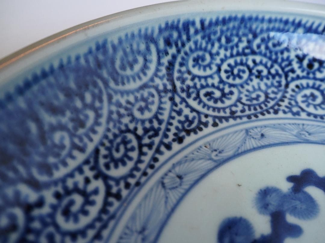 古伊万里松竹梅蛸唐草文尺皿（江戸時代＊18世紀中期）