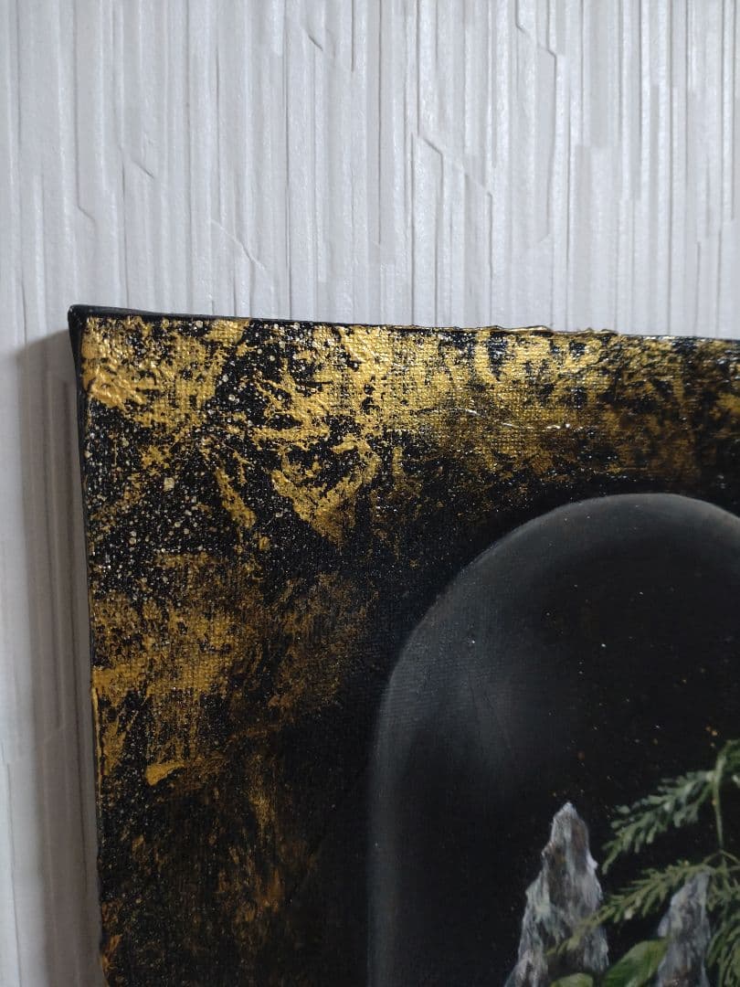 テラリウムの油絵【調和】1点物の原画アート/作者サイン入り/F3号キャンバス