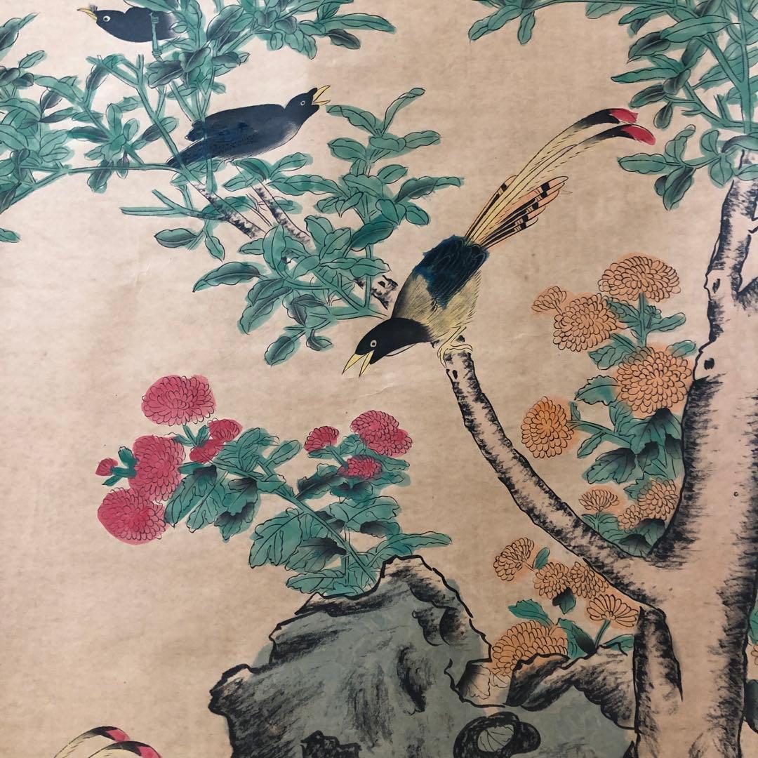 山水絵　大型　名家　潘天寿 鄭板橋　中華民国故宮博物院館藏 掛け軸　2本