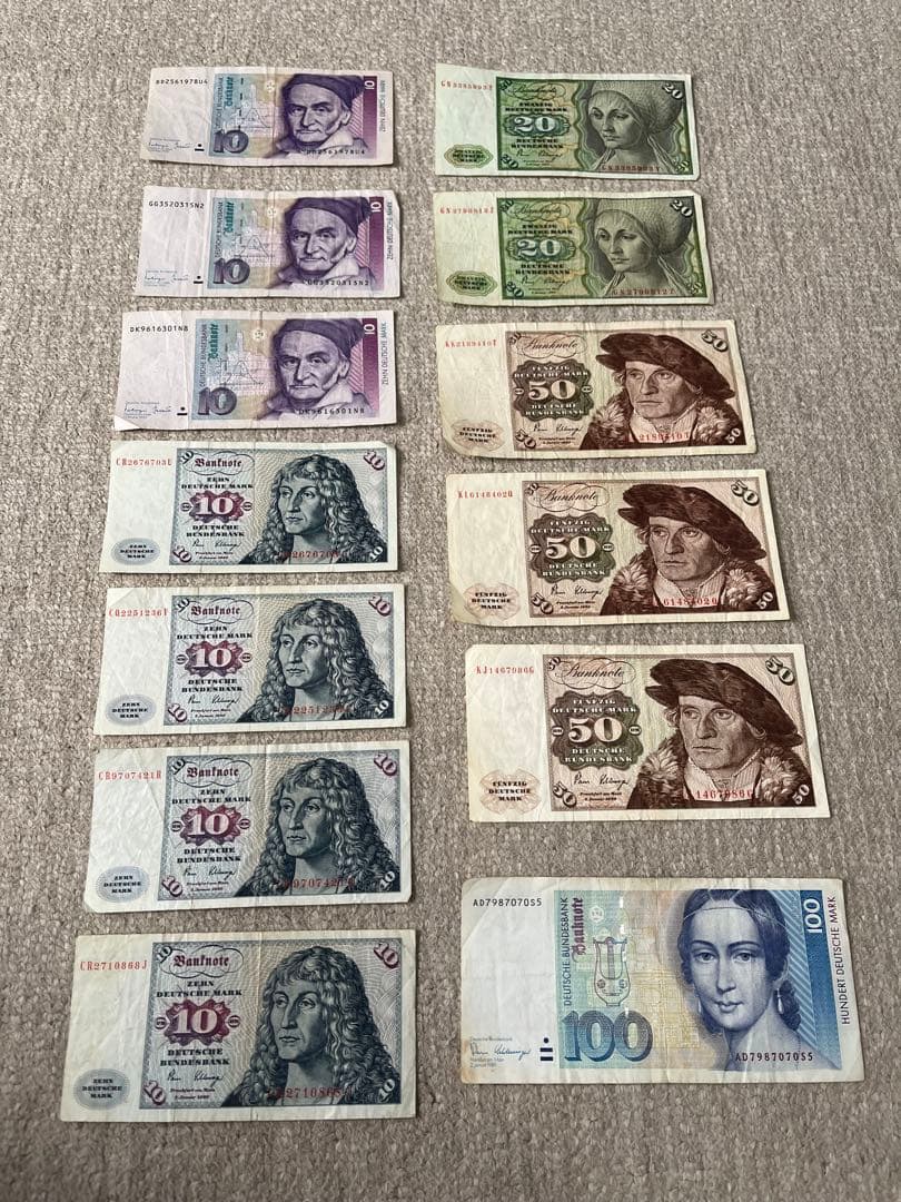 ドイツ旧紙幣セット 10, 20, 50, 100 計360マルク 追加１枚