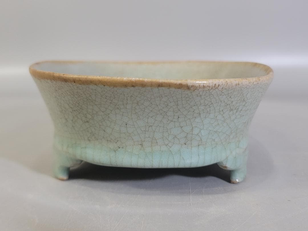 DT177 中国美術 青釉 楕円形 碗 骨董品 古美術