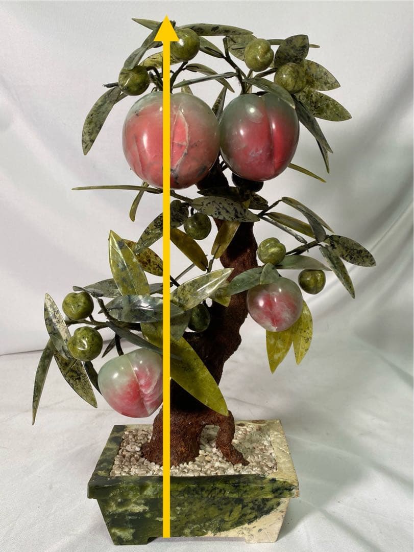 1662❣️ 中国美術　玉桃盆栽　翡翠　瑪瑙　天然石　彫刻