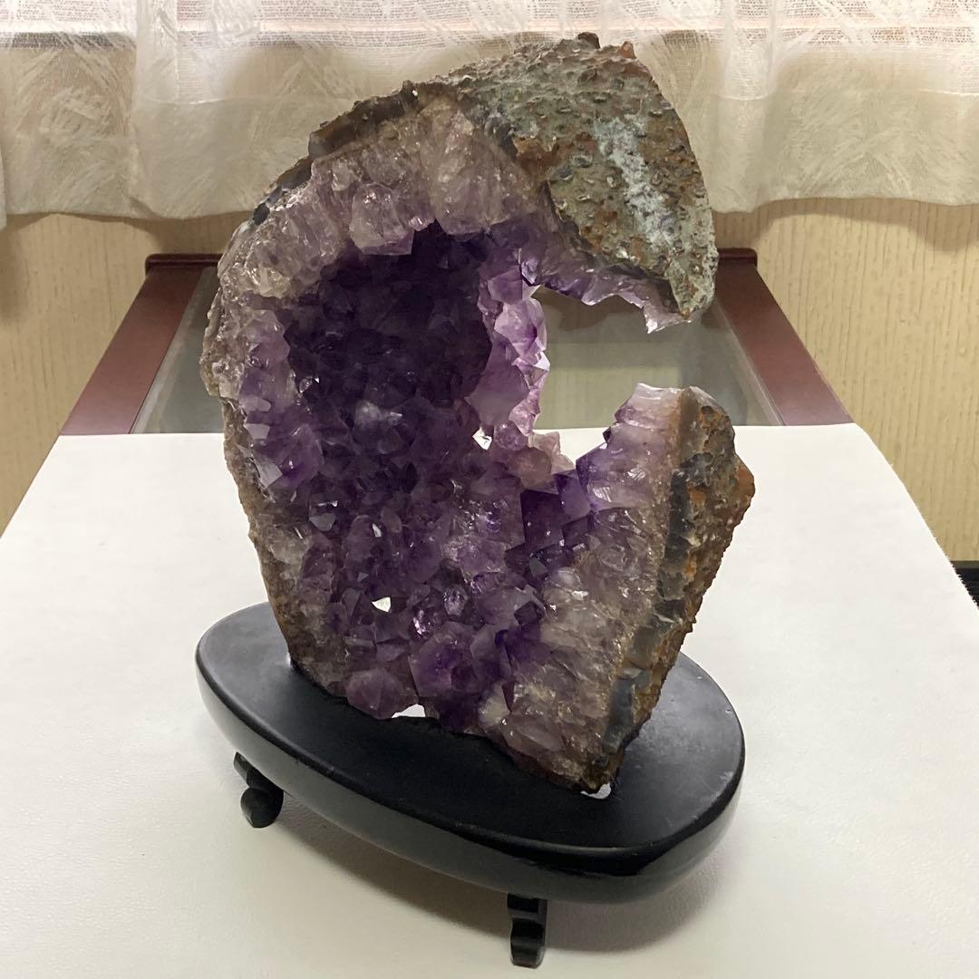 アメジスト 鑑賞石 原石 天然石 紫色 置物 オブジェ 台座 大型 約5.9kg