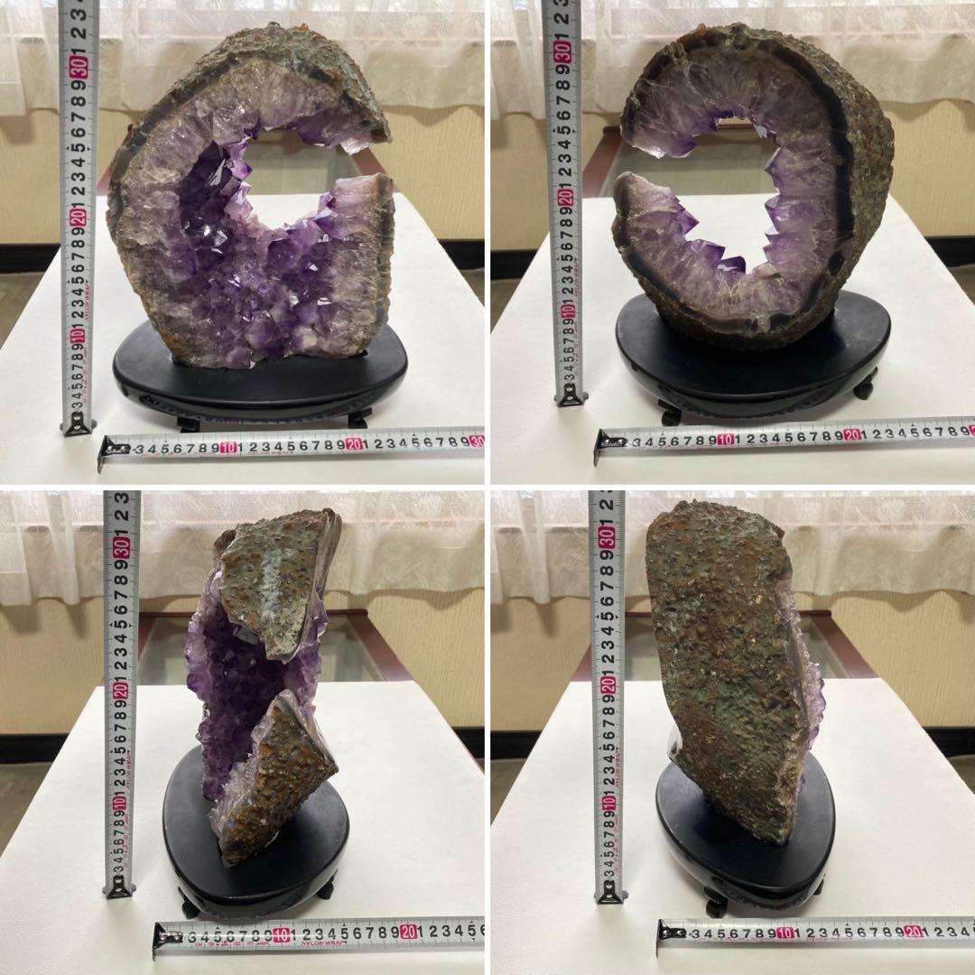 アメジスト 鑑賞石 原石 天然石 紫色 置物 オブジェ 台座 大型 約5.9kg