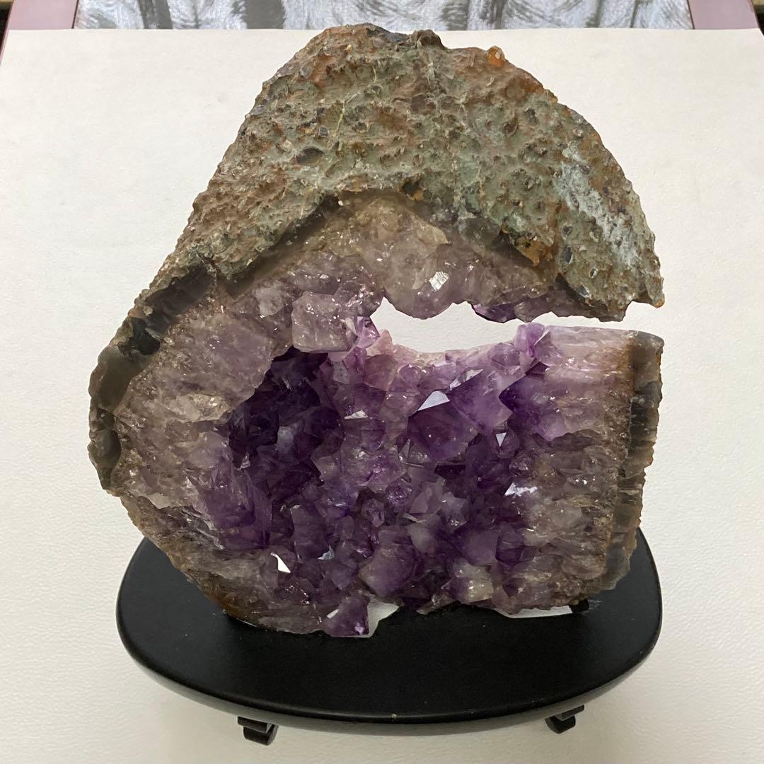 アメジスト 鑑賞石 原石 天然石 紫色 置物 オブジェ 台座 大型 約5.9kg