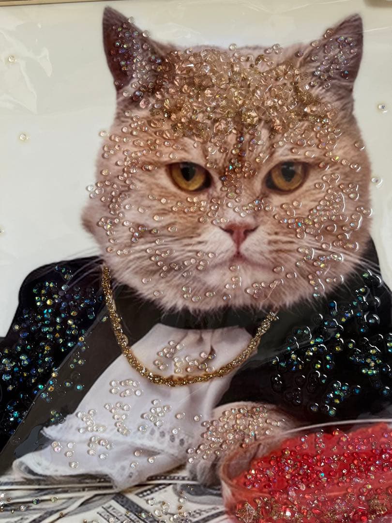 クリスタルアート　ピクチャー　水晶絵　猫