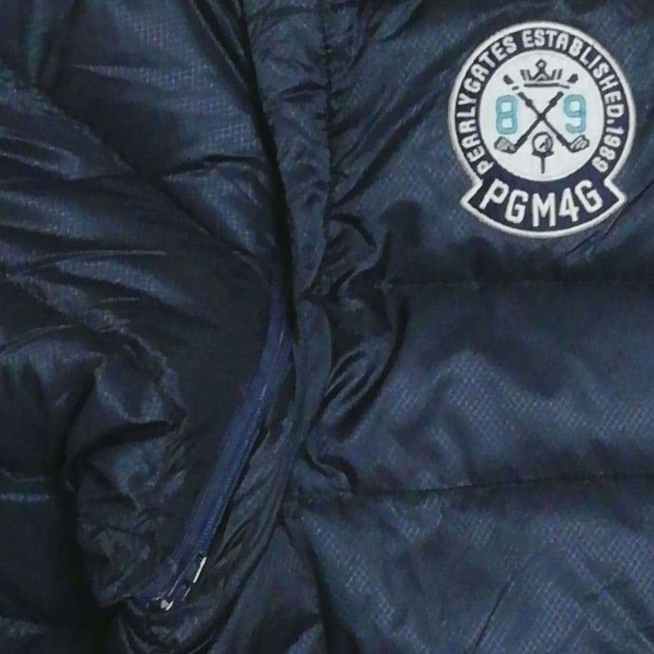 美品パーリーゲイツ 刺繍2wayダウンジャケット(6)Wジップ ダークネイビー色