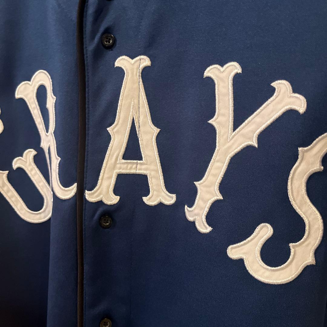 【希少】NLBM ニグロリーグ ベースボールシャツ GRAYS 刺繍ロゴ L 紺