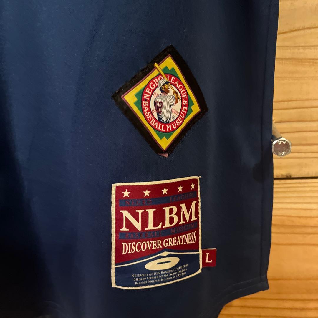 【希少】NLBM ニグロリーグ ベースボールシャツ GRAYS 刺繍ロゴ L 紺