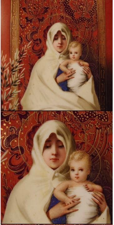 送料無料　18-19世紀手書き陶板「聖母マリア」 イタリア購入