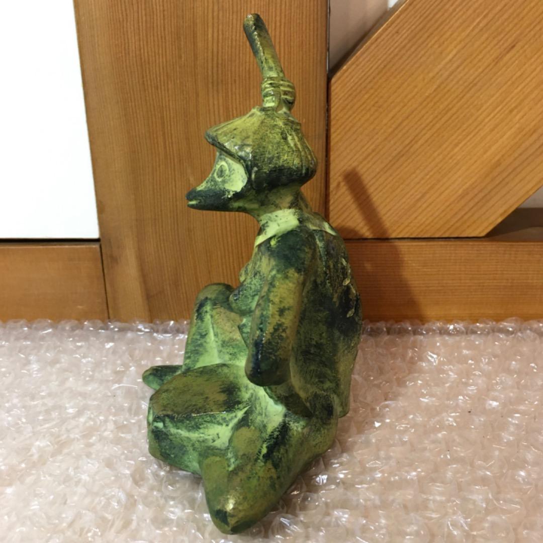 [レア] 鼓を叩く河童 女性 金属製 非常に風流な作品 かっぱ カッパ 置物