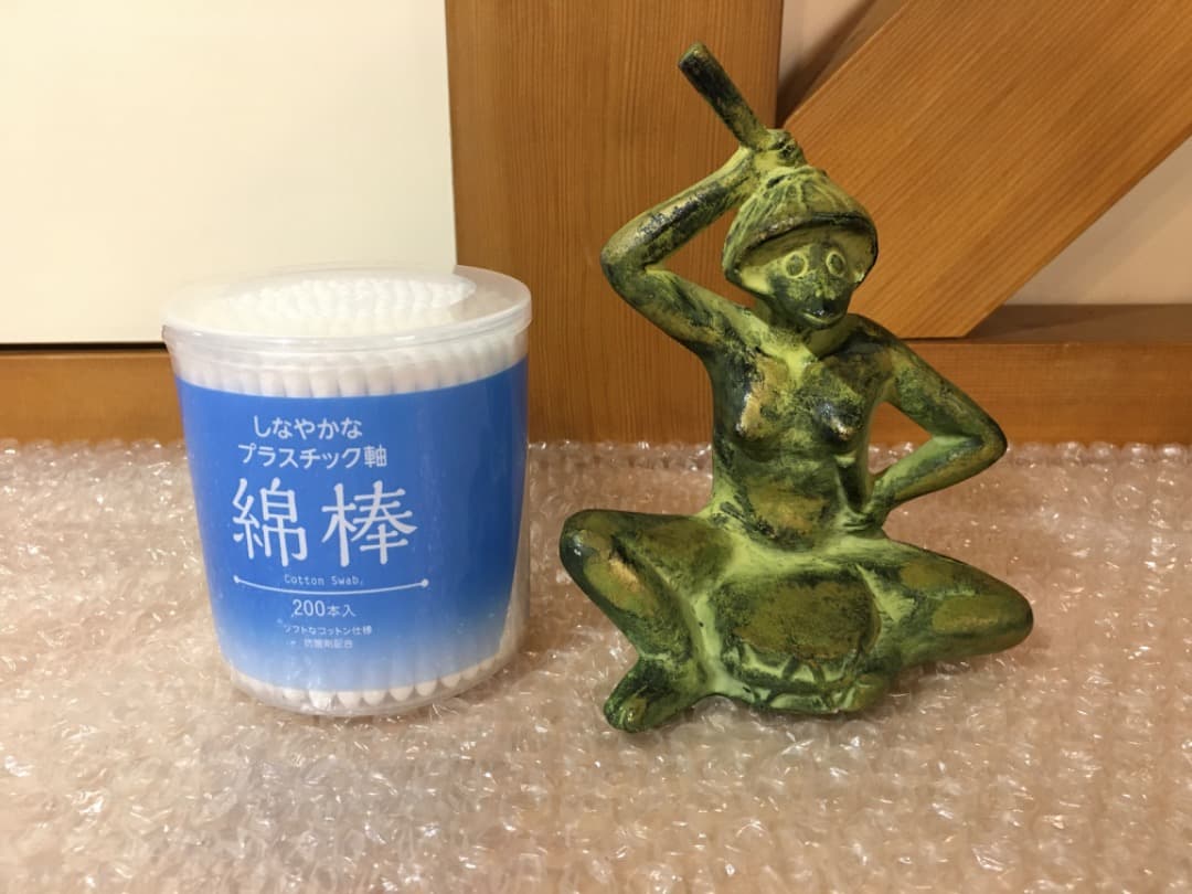 [レア] 鼓を叩く河童 女性 金属製 非常に風流な作品 かっぱ カッパ 置物