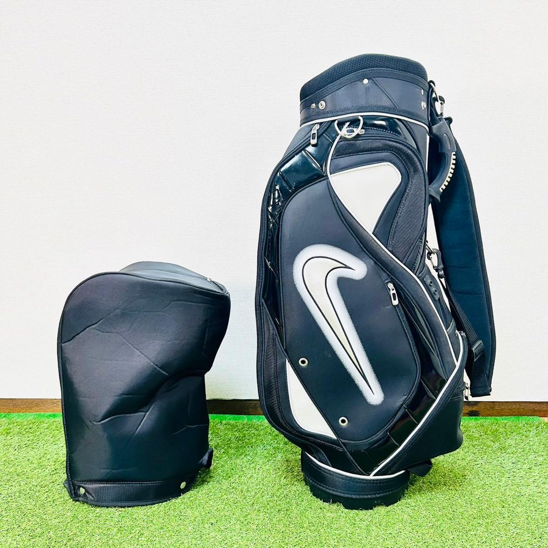 NIKE ナイキ キャディバック 9型 6分割 カート式 でかロゴ ブラック