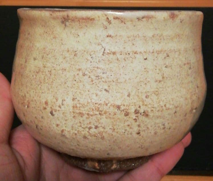 渡高久作　上野焼　茶碗　共箱　略歴付　茶道具