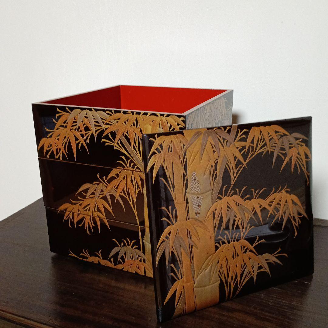 竹のデザイン重箱 漆器