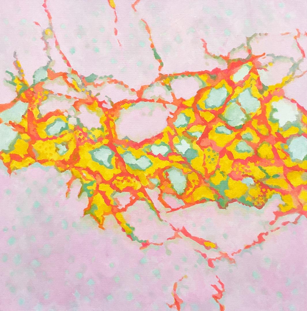 絵画 855 油絵/抽象画風/自然のパターン/亀裂 ひび割れ/S10号