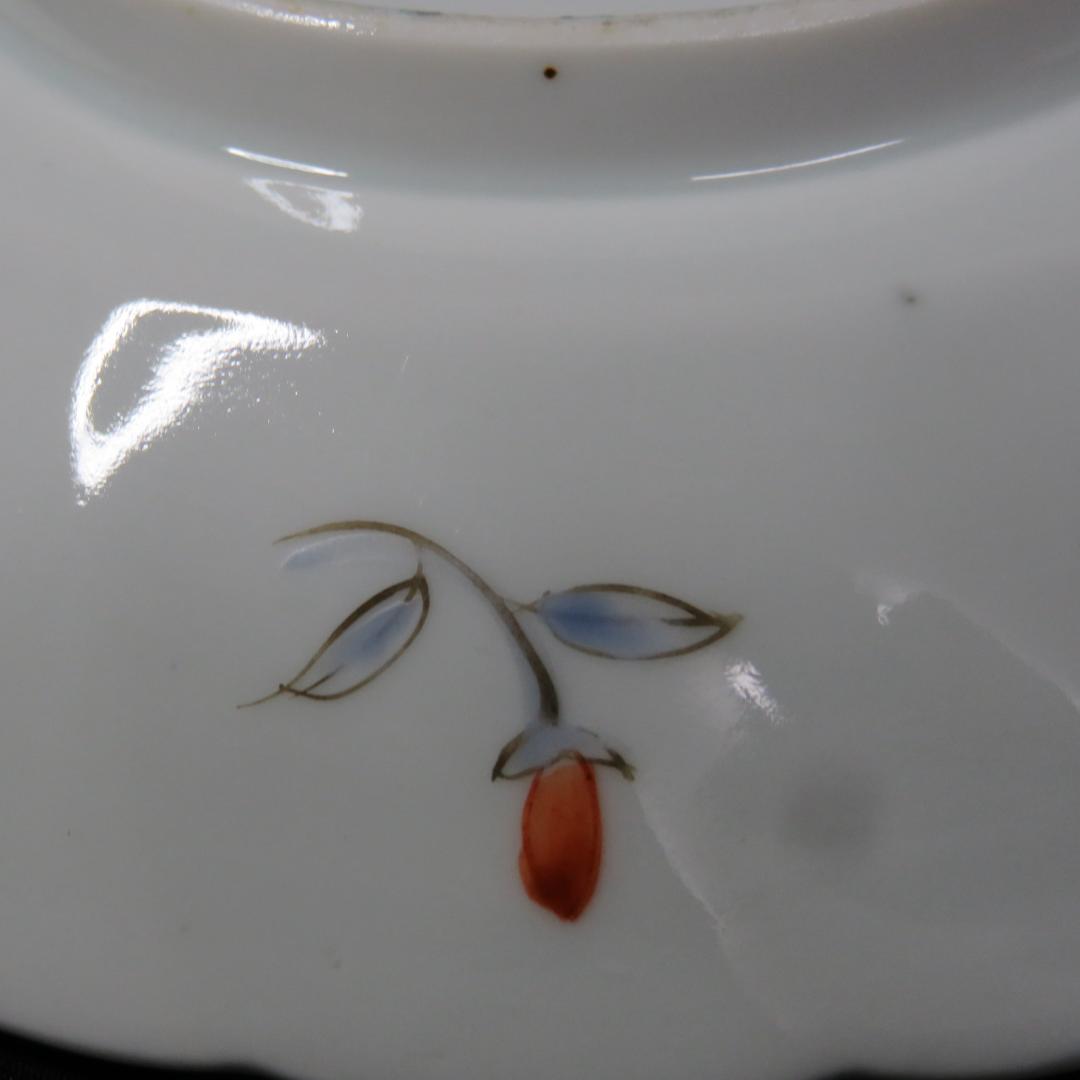 鳳凰 皿 5枚 窯傷 色絵付 銘 古伊万里 明治