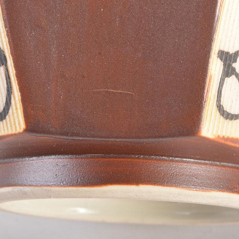 美濃焼　幸兵衛窯　加藤幸兵衛作　鉄絵花草文　八角向付　六客　共箱　C　6857A