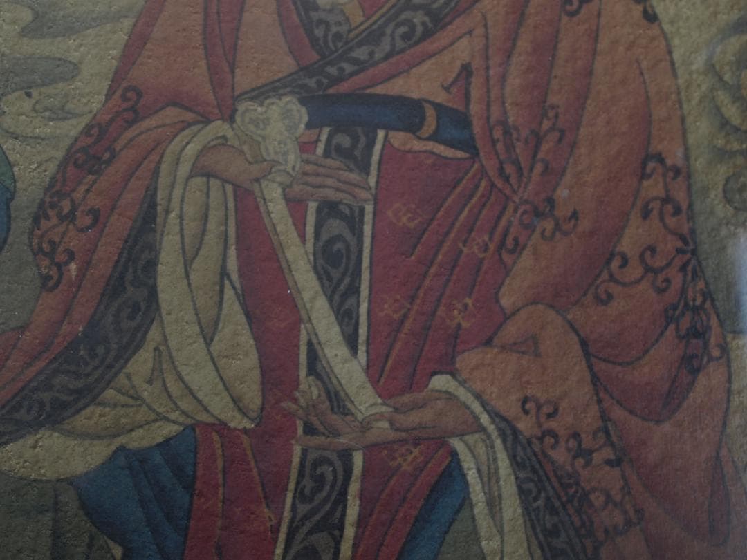 古民家整理品　中国唐時代敦煌莫高窟壁画 彩絵人物像 AK1823A6-4