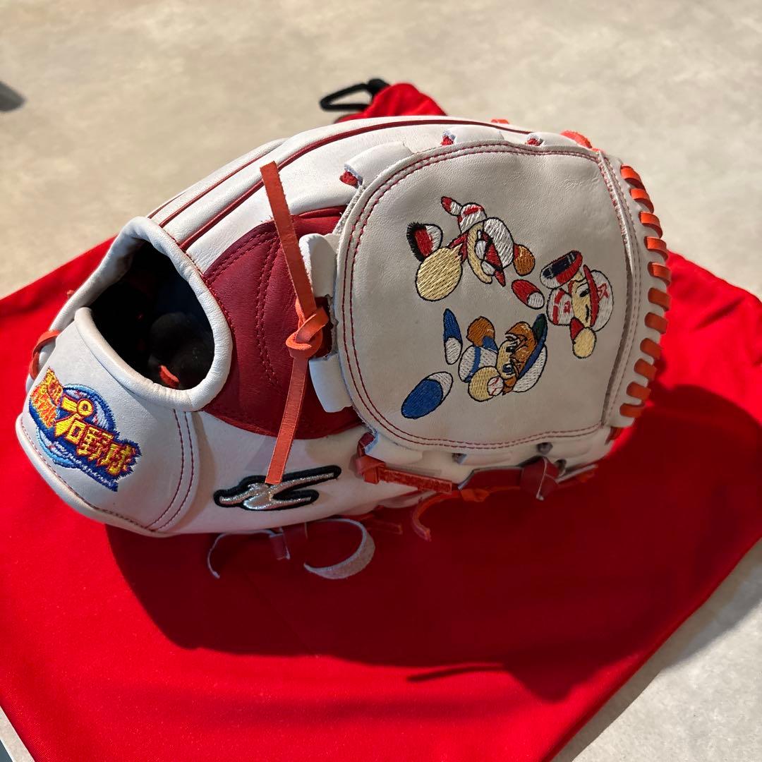 コナミ マーベラス パワプロくん 軟式グローブ ホワイト/レッド