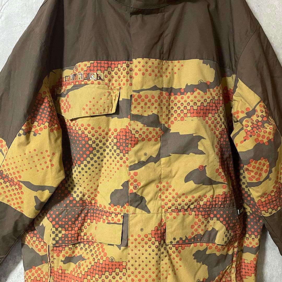 Burtonバートンスキーウェアスノーボードジャケットパーカー茶色ブラウンカモ柄