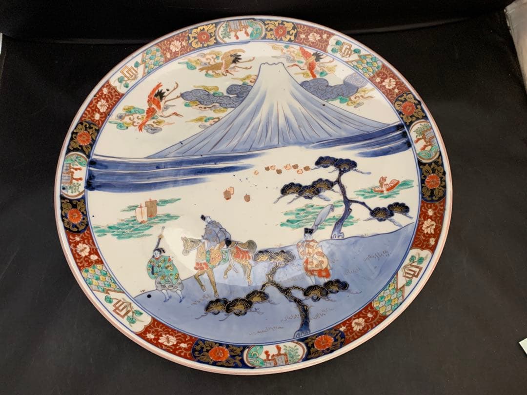 M*様 古伊万里　富士山　色絵金彩　大皿　約直径40㎝