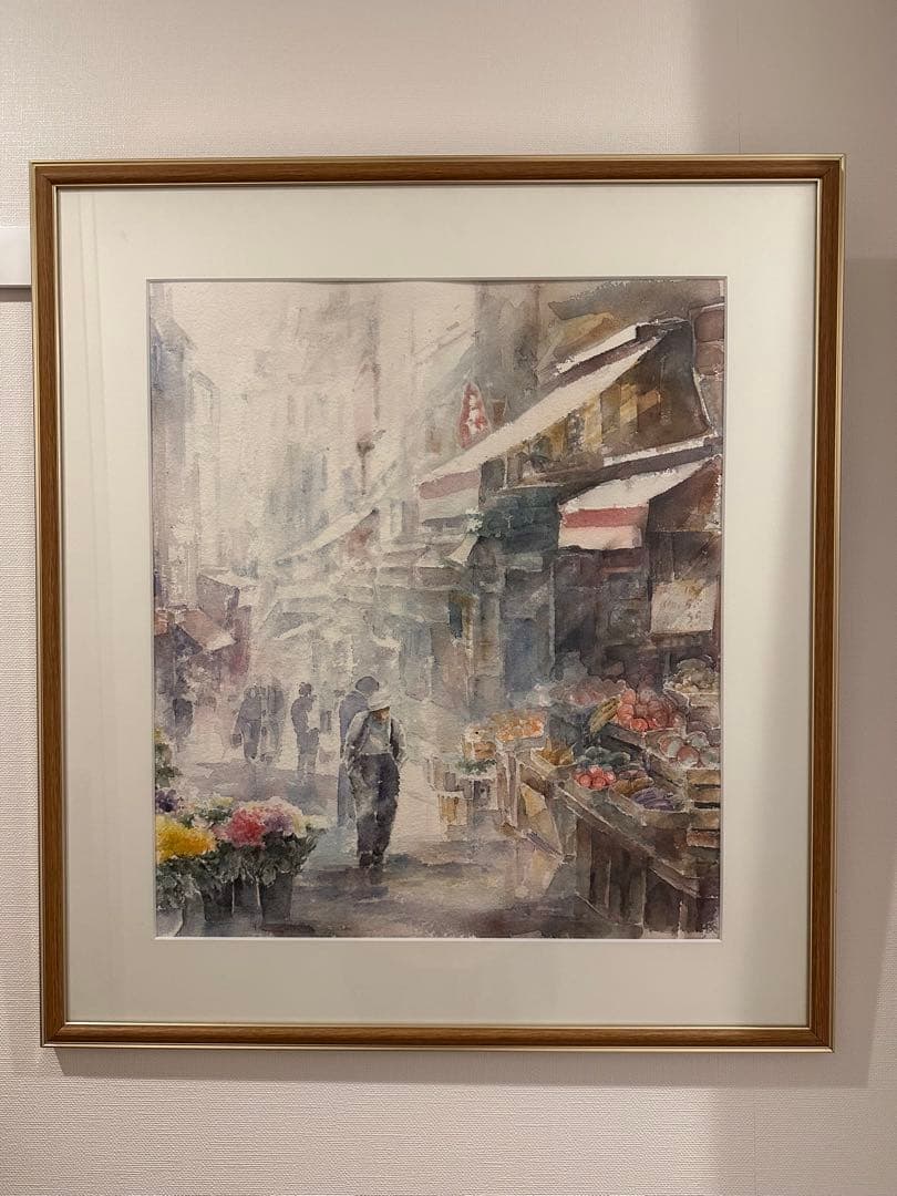 水彩画原画額装　パリの風景