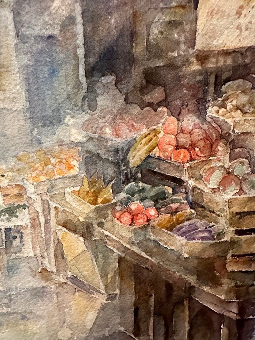 水彩画原画額装　パリの風景