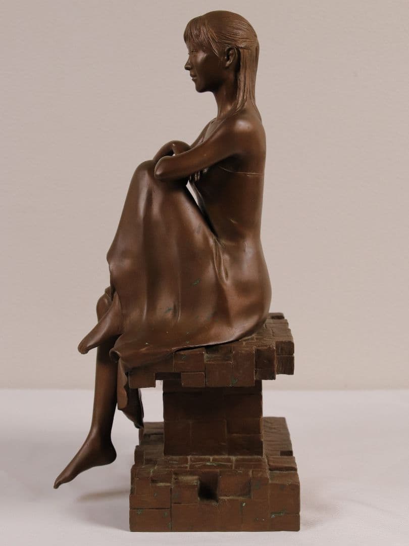 高岡銅器 稲田喜秀 プロムナード 限定31/750 鋳銅製 置物 女性 M878