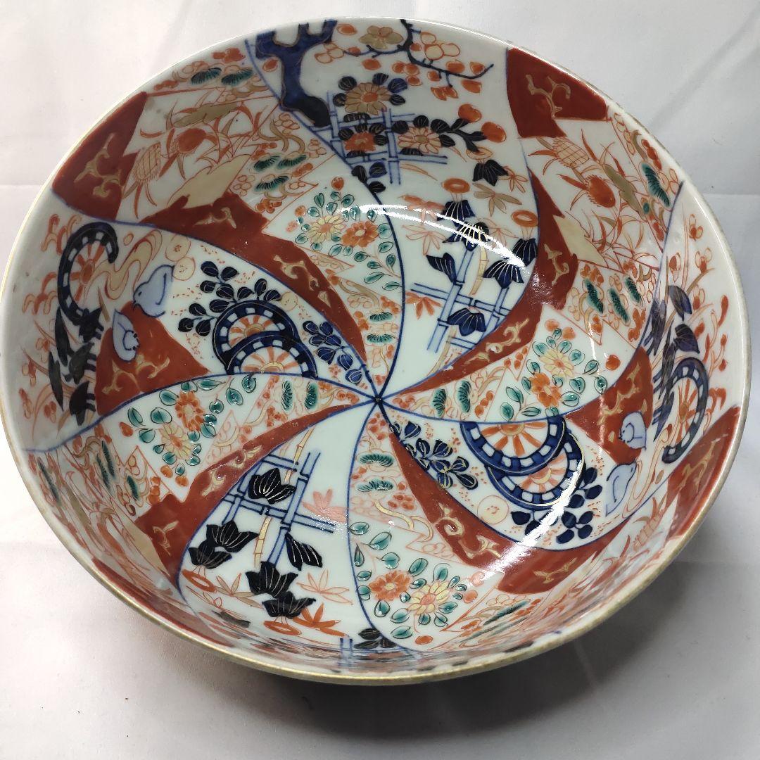 古伊万里焼 錦出三つ鉢 色絵金彩 手書き 明治中期 アンティーク 古美術美品