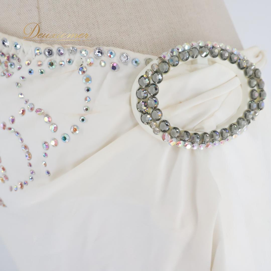 【社交ダンス衣装】ホワイト ラテン ドレス ワンピース 白 無地 上品 綺麗