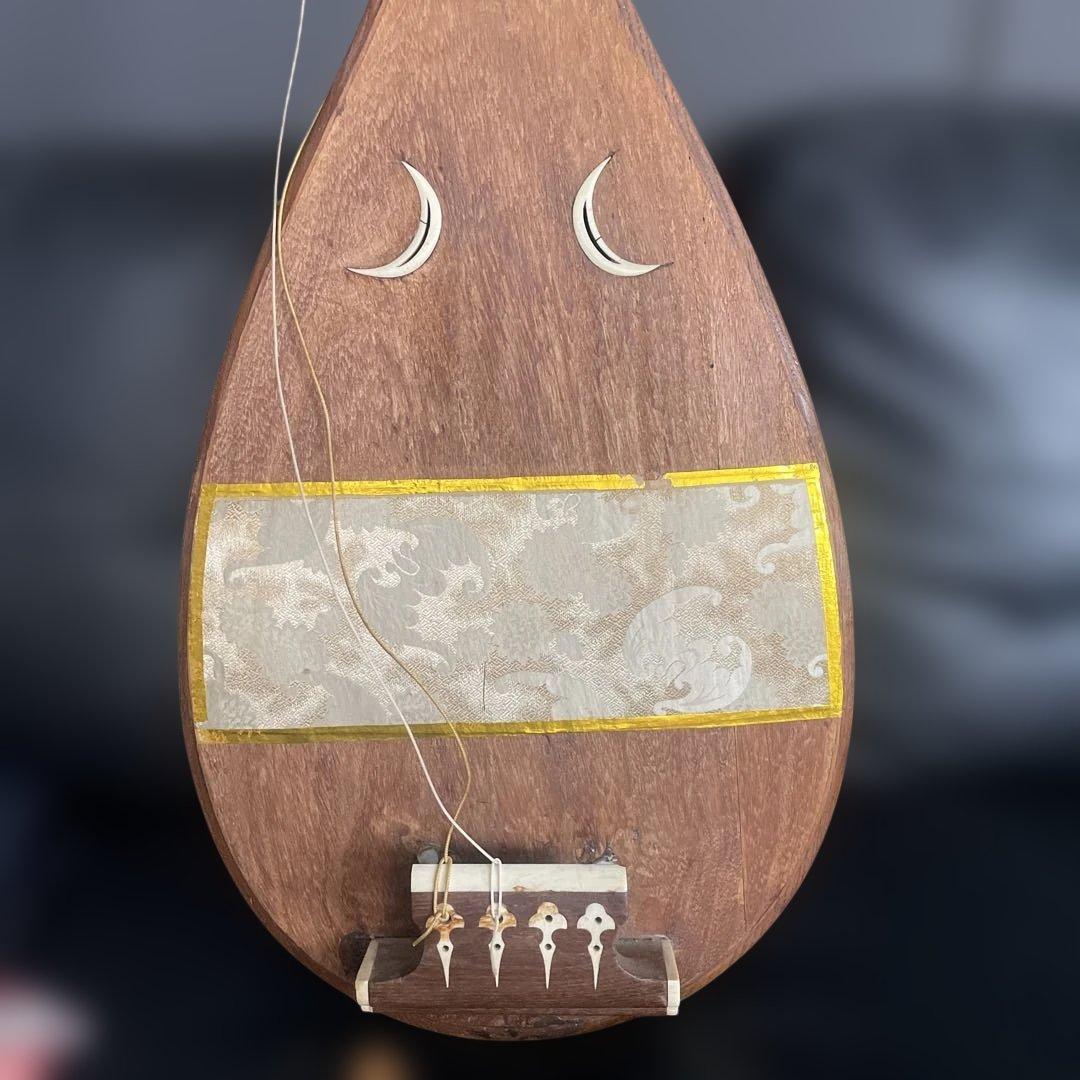 【希少】 筑前琵琶 四弦五柱 撥付 高級 レトロ 和楽器　名あり初代橘旭翁認定