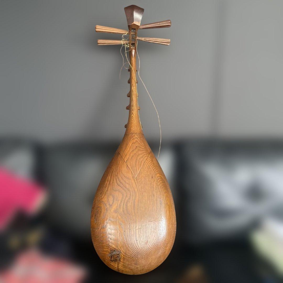 【希少】 筑前琵琶 四弦五柱 撥付 高級 レトロ 和楽器　名あり初代橘旭翁認定