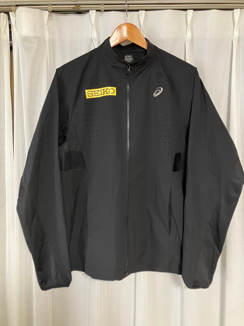 美品 アシックス ACTIBREEZEウーブンジャケット L 黒 SEIKOレア