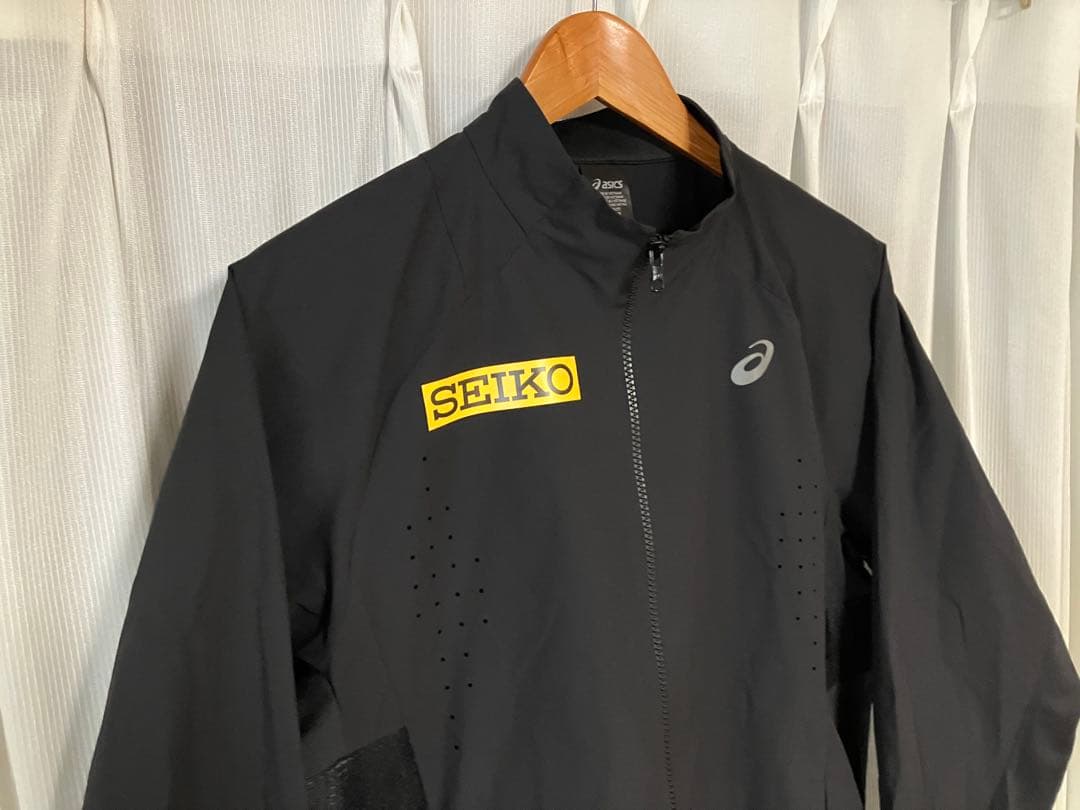 美品 アシックス ACTIBREEZEウーブンジャケット L 黒 SEIKOレア