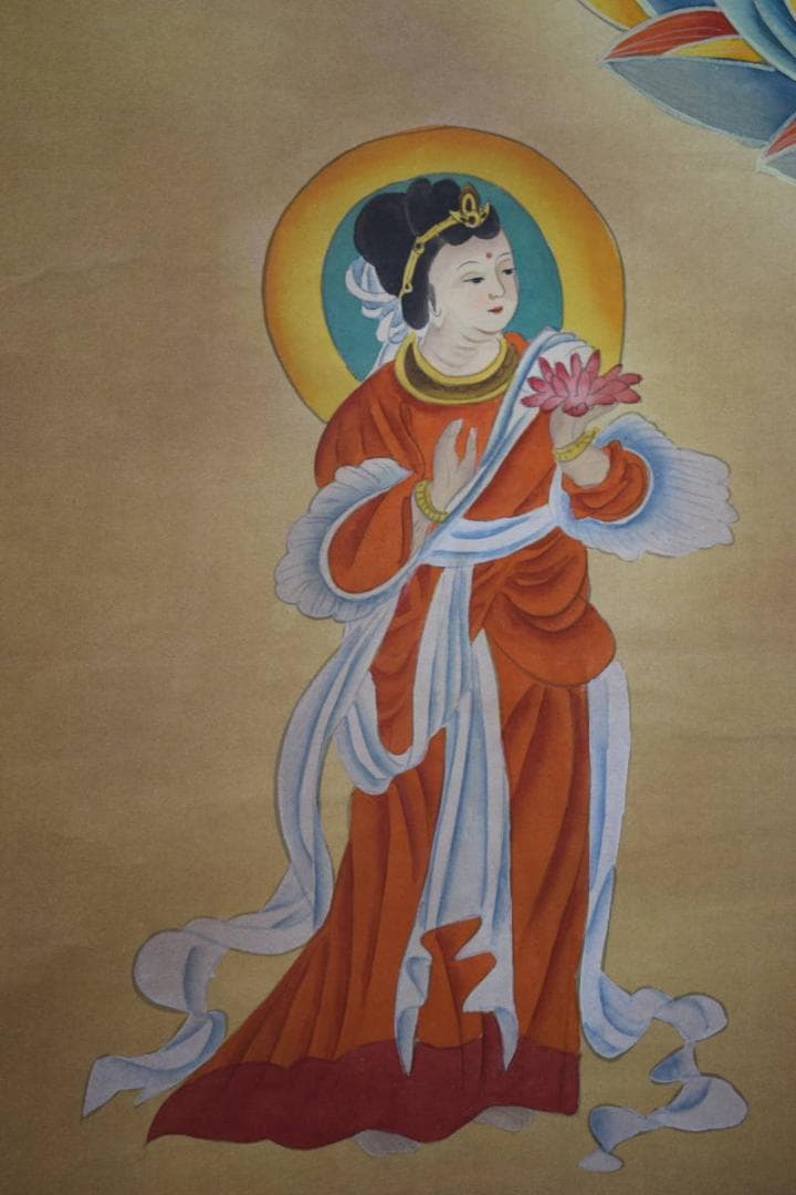 真作/秋庭/千手観音菩薩図/布袋屋掛軸HE-566