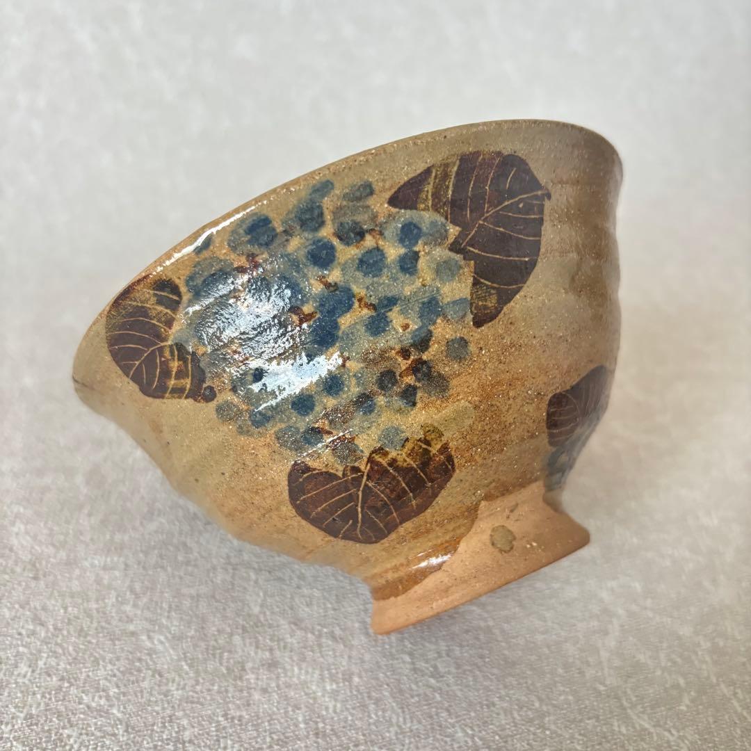 布志名焼 雲善窯 九代 土屋善四郎作 「紫陽花」抹茶碗 茶道具 (160Da)