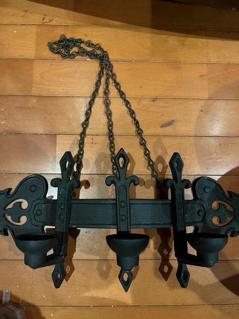 アンティーク3灯キャンドルホルダー 黒